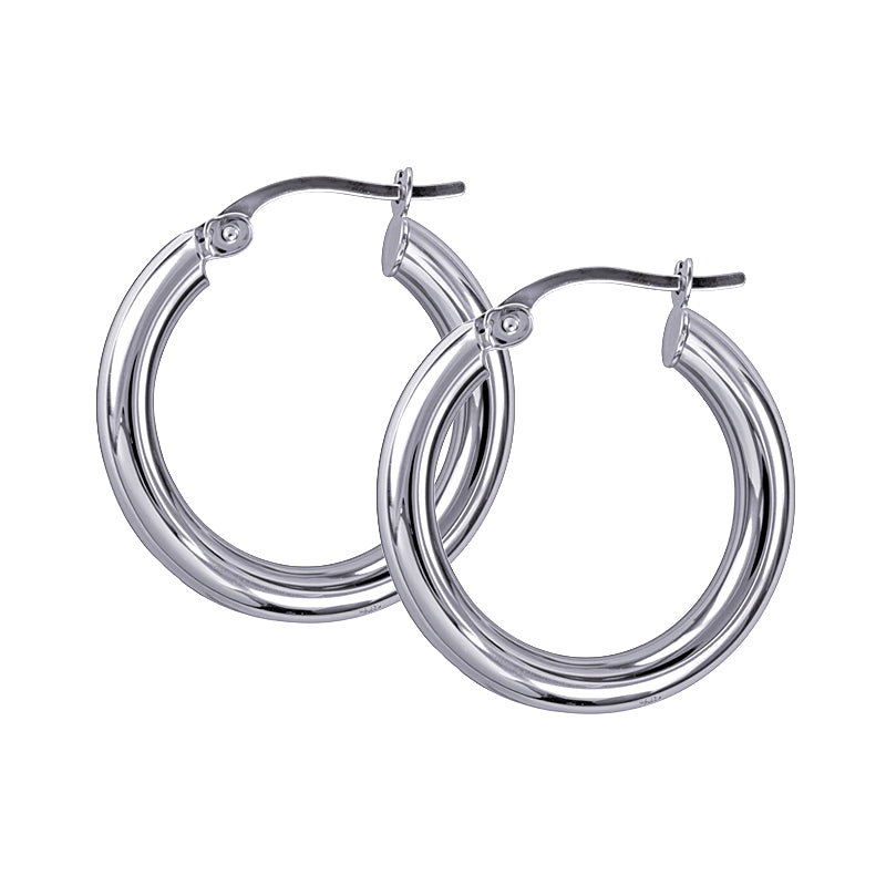 Sterling Silver Italian Plain Hoop Earrings
