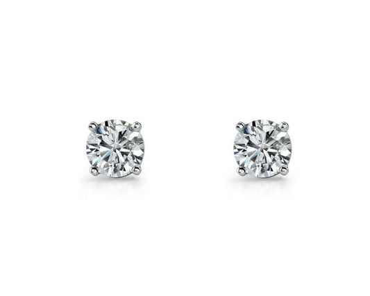 Sterling Silver 8Mm Round White Cubic Zirconia 4 Claw Set Studs