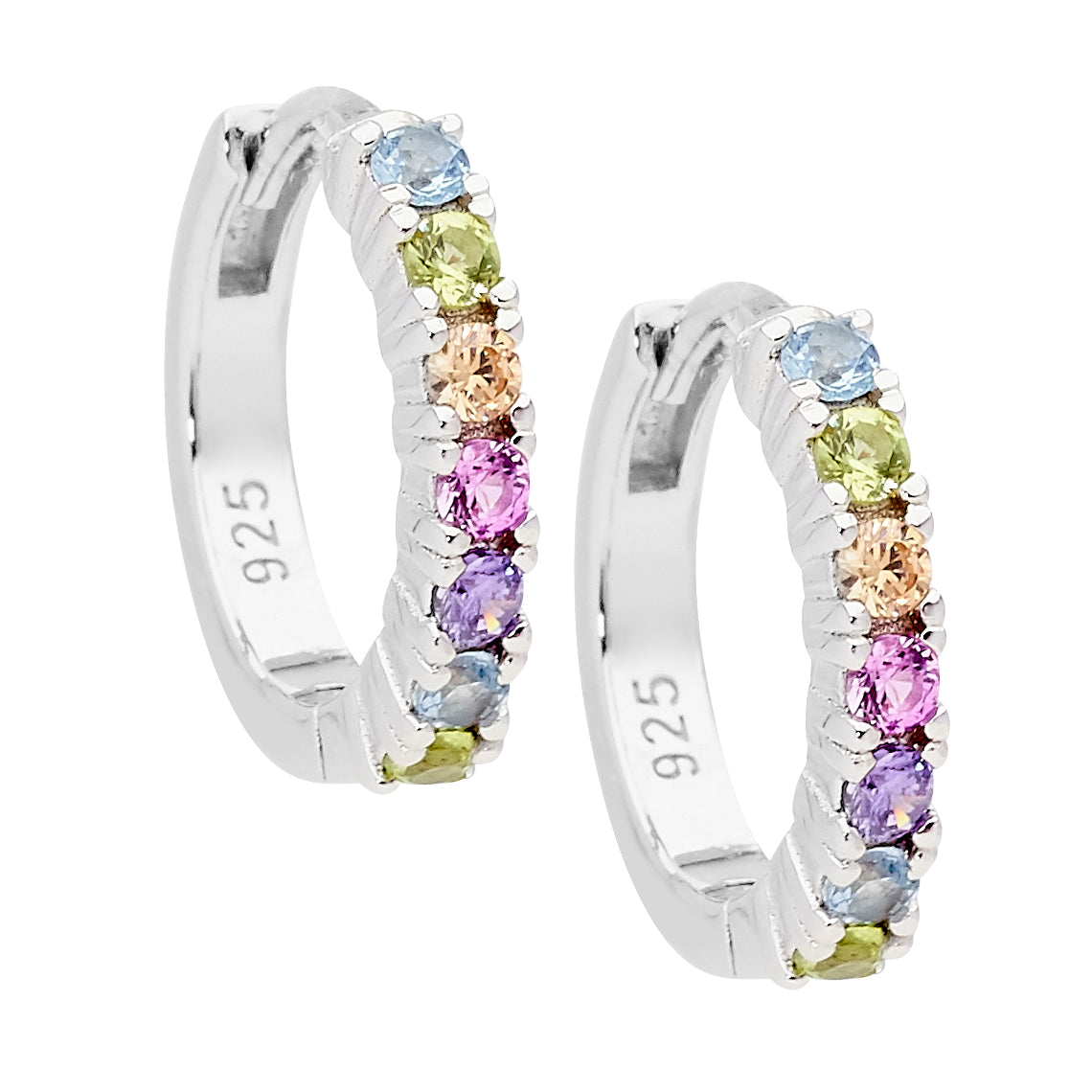 Ss Pastel Colour Cz 14Mm Hoop Earrings