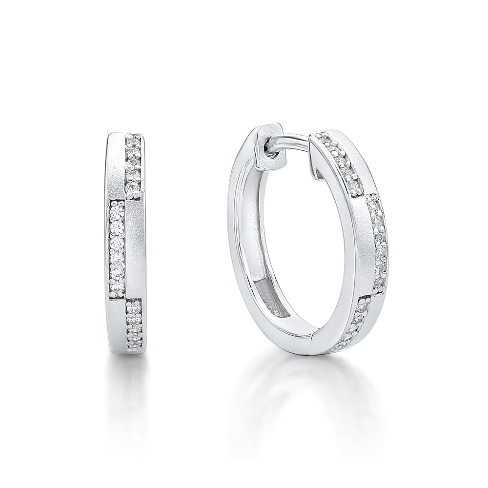 Sterling Silver Huggie With Cubic Zirconia earrings