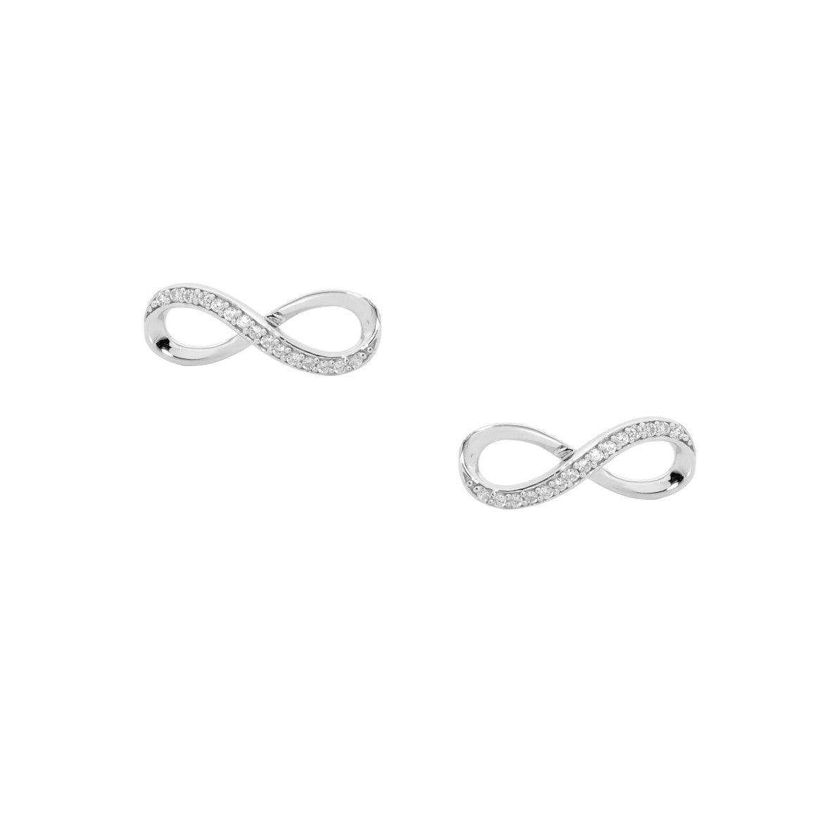 Sterling Half Side White Cubic Zirconia Infinty Earrings