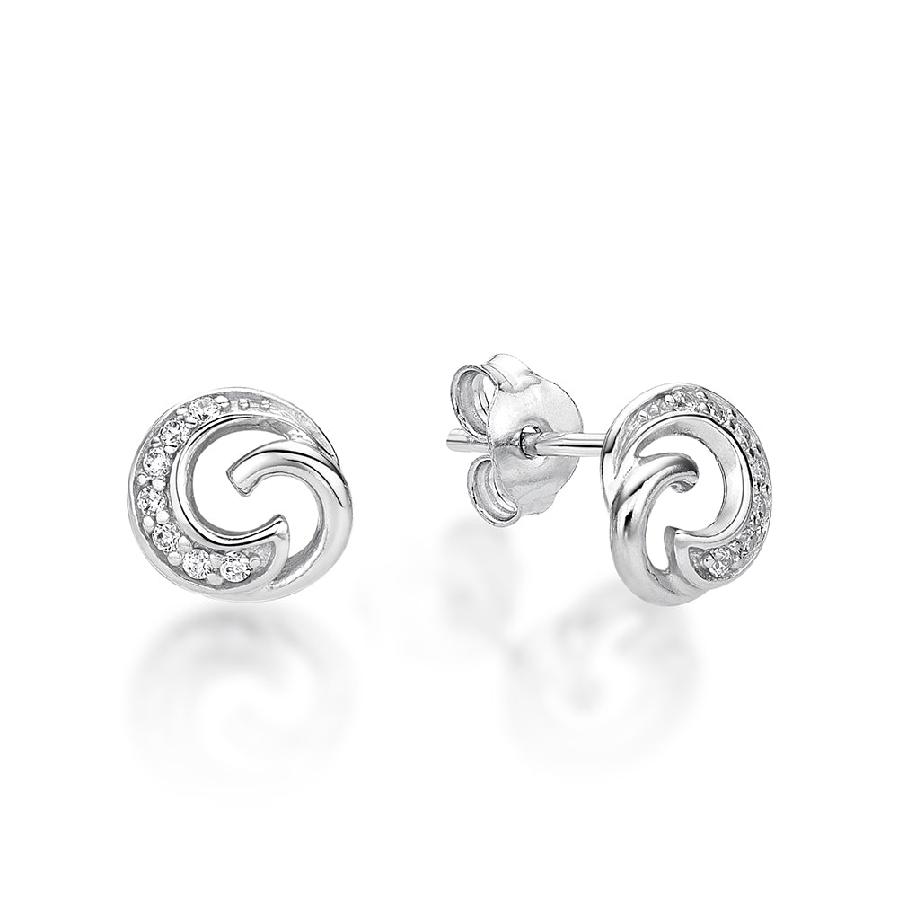 Sterling Silver Cubic Zirconia Overlap Stud Earrings