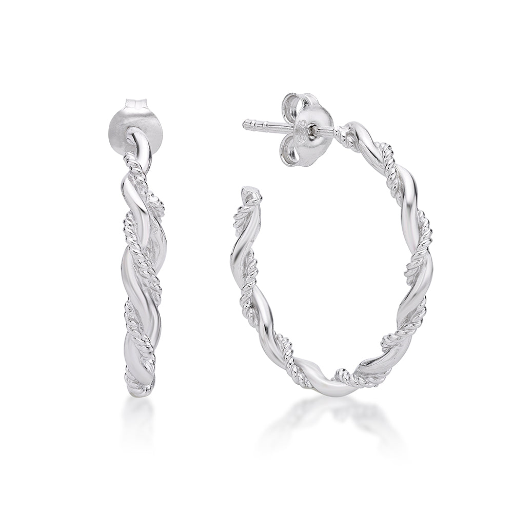 Sterlling Silver Twisted Hoop Stud Earring