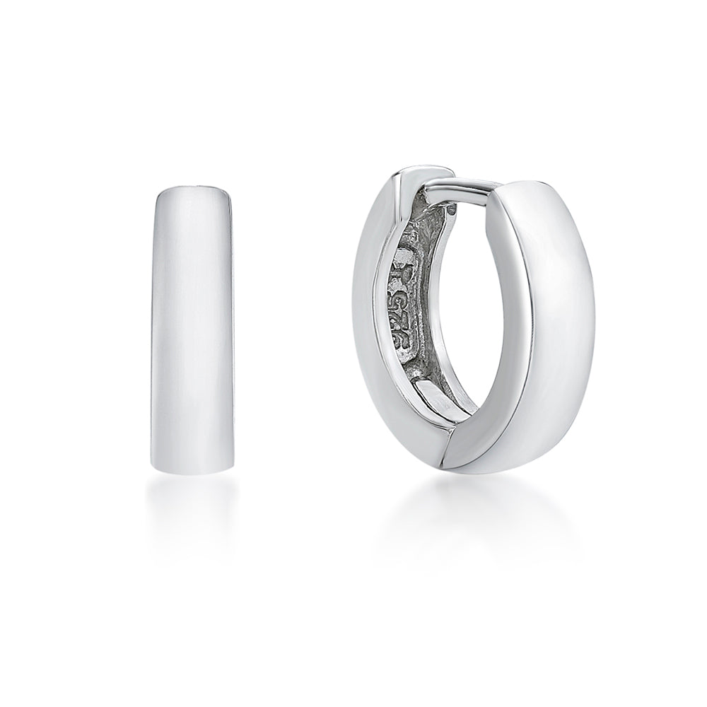 Sterling Silver Plain Huggies 12.5Mm