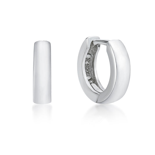 Sterling Silver Plain Huggies 12.5Mm