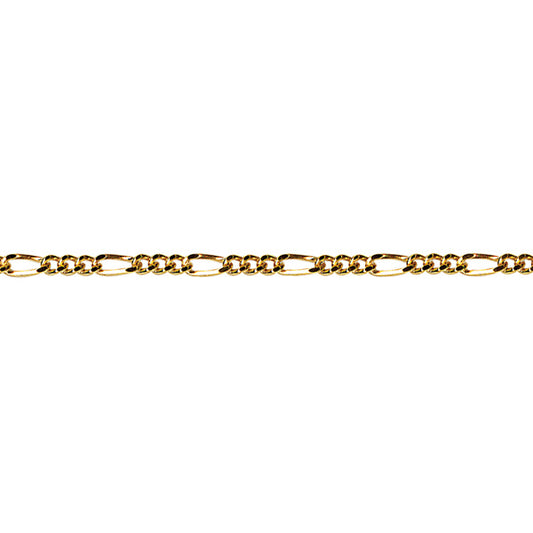 Sterling Silver Hard Gold plated Diamond Cut Figaro Chain