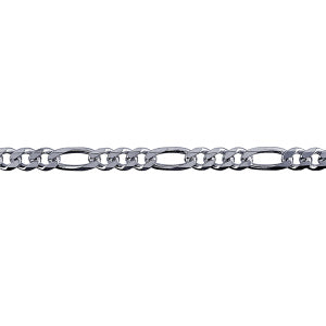 Sterling Silver Bevelled Diamond Cut Figaro Chain