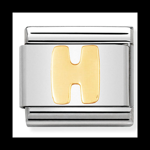 Nom-030101 08- letters composable classic stainless steel & 18 carat gold (letter h)