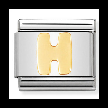 Nom-030101 08- letters composable classic stainless steel & 18 carat gold (letter h)
