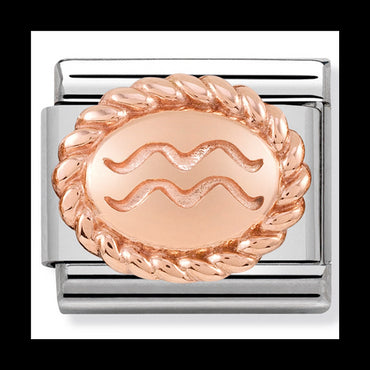 Nomination stainless steel and 9ct rose gold charm Aquarius