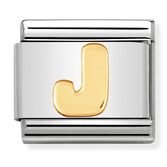 NOM-030101 10- LETTERS composable classic st/st & 18ct gold (Letter J)