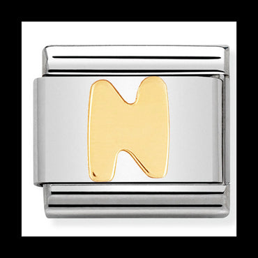 NOM-030101 14 LETTERS composable classic st/st & 18ct gold (Letter N)