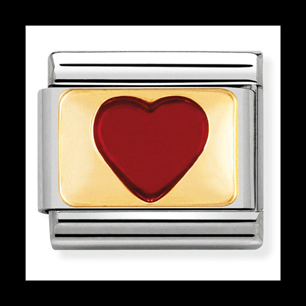 Classic Love St/Steel Enamel And 18Ct Gold Red Heart