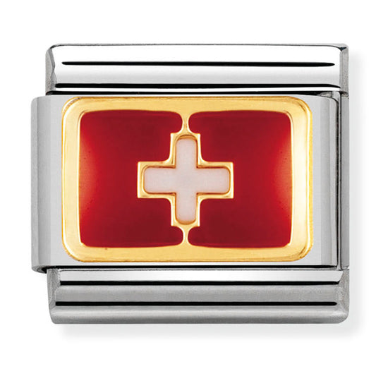 Classic Europe Flag St/Steel Enamel And 18Ct Gold