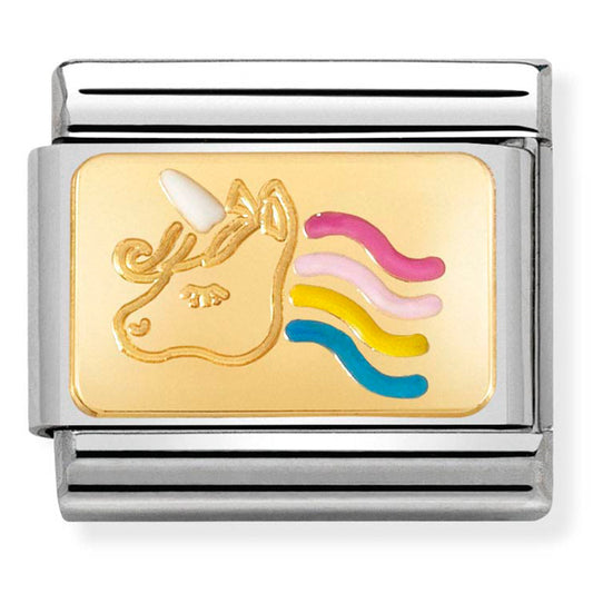 Classic Plates St/Steel Enamel And 18Ct Gold Unicorn