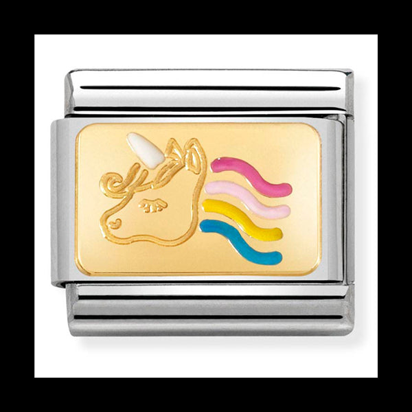 Classic Plates St/Steel Enamel And 18Ct Gold Unicorn