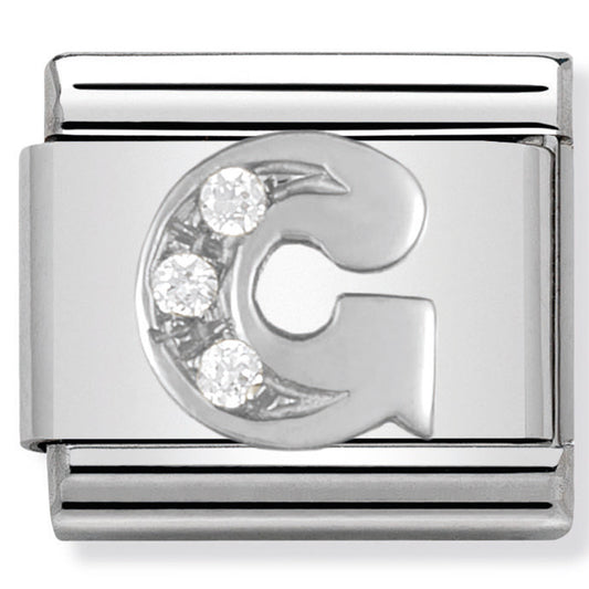 Classic Alph St/Steel Cz And Silver 925 Letter G