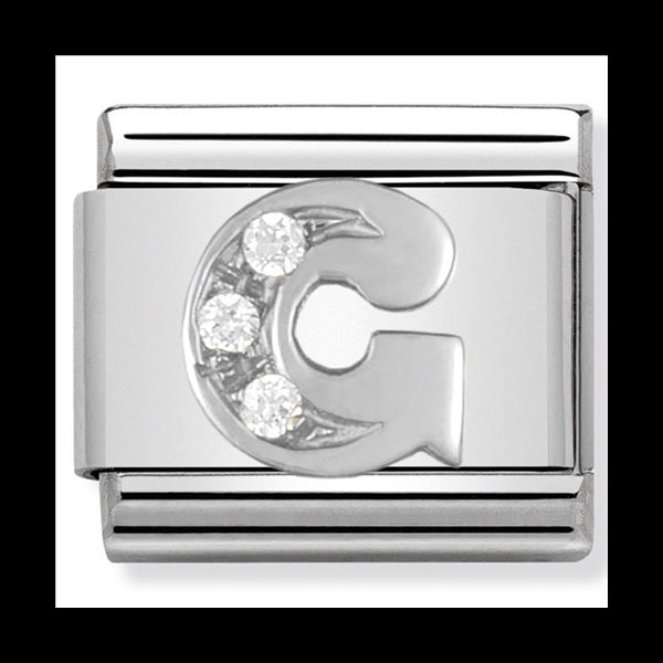 Classic Alph St/Steel Cz And Silver 925 Letter G