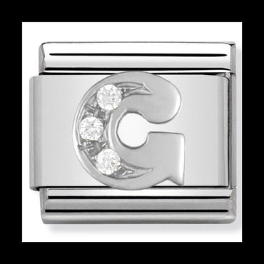Classic Alph St/Steel Cz And Silver 925 Letter G