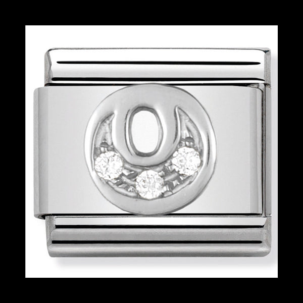 Classic Alph St/Steel Cz And Silver 925 Letter O