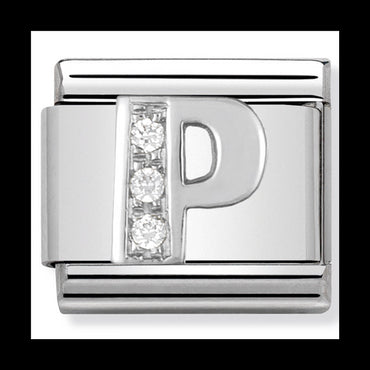 Classic Alph St/Steel Cz And Silver 925 Letter P