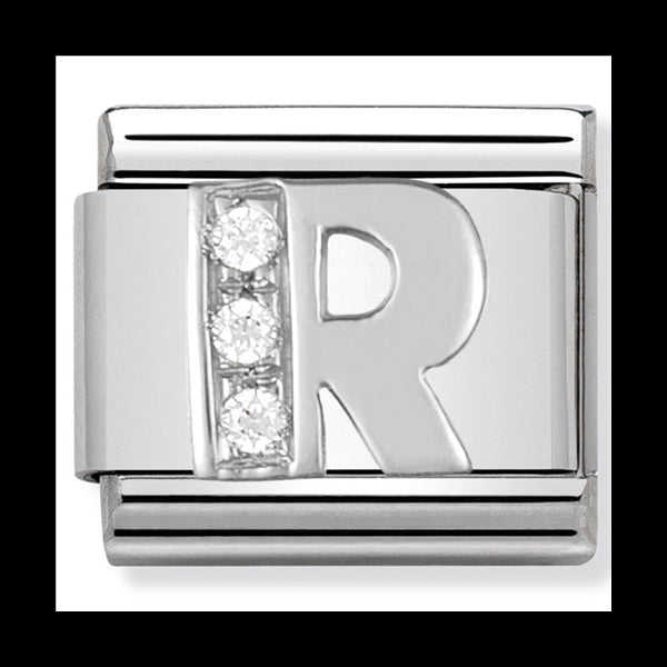 Classic Alph St/St Cz And Silver 925 Letter R