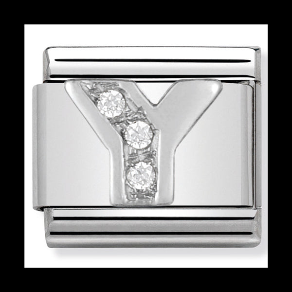 Classic Alph St Steel Cz And Silver 925 Letter Y