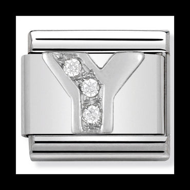 Classic Alph St Steel Cz And Silver 925 Letter Y