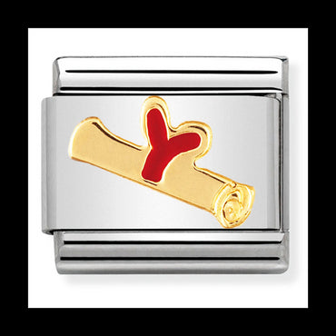 Scroll Back To School St/Steel Enamel And 18Ct Gold