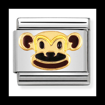 NOM-030248 12 COMP Classic EARTH ANIMALS st/steel, enamel & 18ct gold (Monkey)