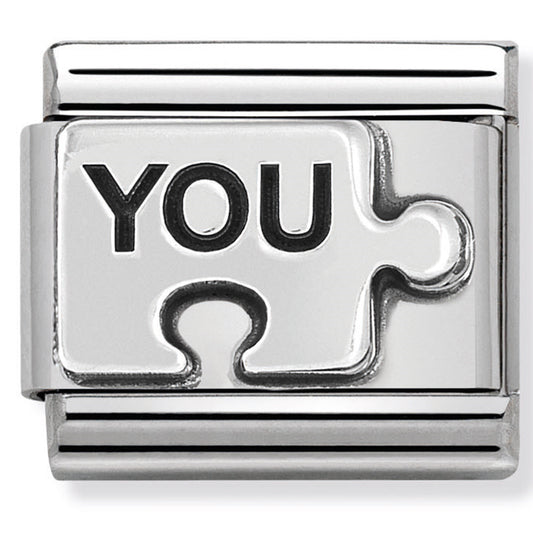 NOM-330101 40 COMP Classic OXIDISED SYMBOLS st/steel & sterling silver (YOU puzzle(You Me))