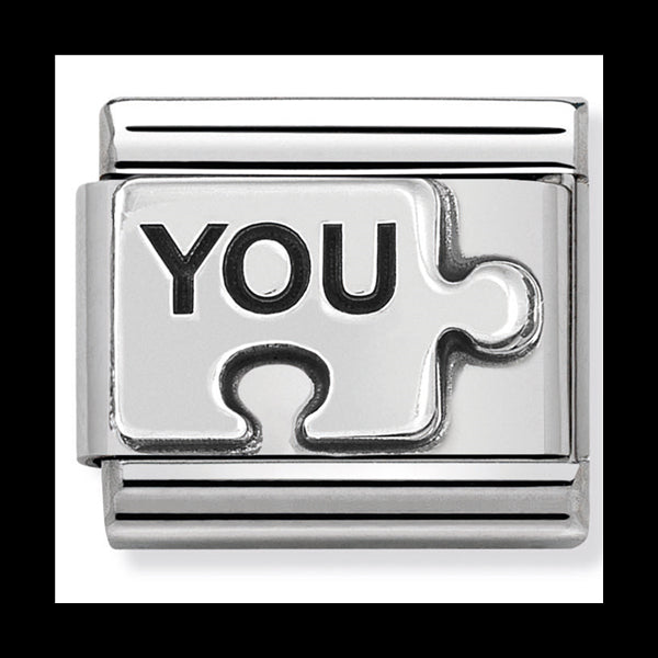 NOM-330101 40 COMP Classic OXIDISED SYMBOLS st/steel & sterling silver (YOU puzzle(You Me))