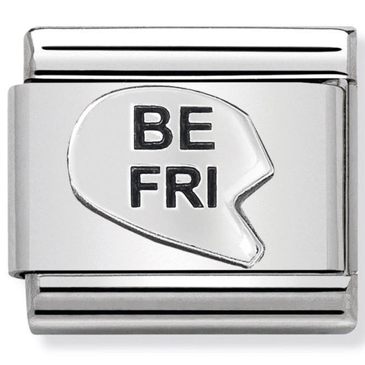 Nom-330101 42 Comp Classic Oxidised Symbols St/Steel & Sterling Silver (Be-Fri Heart(Best Friend))