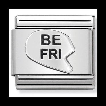 Nom-330101 42 Comp Classic Oxidised Symbols St/Steel & Sterling Silver (Be-Fri Heart(Best Friend))