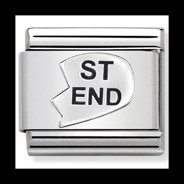 Nom-330101 43 Comp Classic Oxidised Symbols St/Steel & Sterling Silver (St-End Heart(Best Friend))