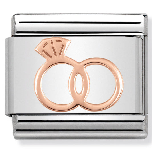 NOM-430104 13 COMP Classic SYMBOLS st/steel & 9ct rose gold (Marriage Rings)