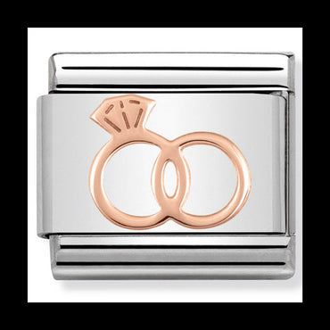 NOM-430104 13 COMP Classic SYMBOLS st/steel & 9ct rose gold (Marriage Rings)