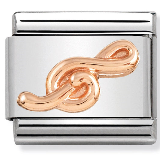 Nom-430106 13 Comp Classic Relief Symbols St/Steel & 9Ct Rose Gold (Treble Clef)