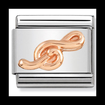 Nom-430106 13 Comp Classic Relief Symbols St/Steel & 9Ct Rose Gold (Treble Clef)