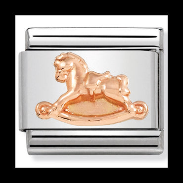 Nom-430106 15 Comp Classic Relief Symbols St/Steel & 9Ct Rose Gold (Rocking Horse)