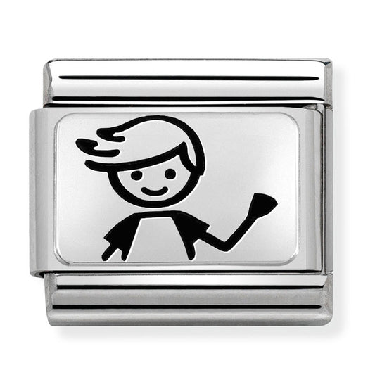 Nom-330109 48 Comp Classic Oxidised Plates 2 St/Steel & Silver 925 (Boy Stick Figure)