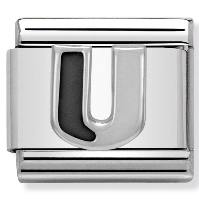 Nom-330201 21 Comp Classic Black Alphabet St/Steel, Enamel & Silver 925