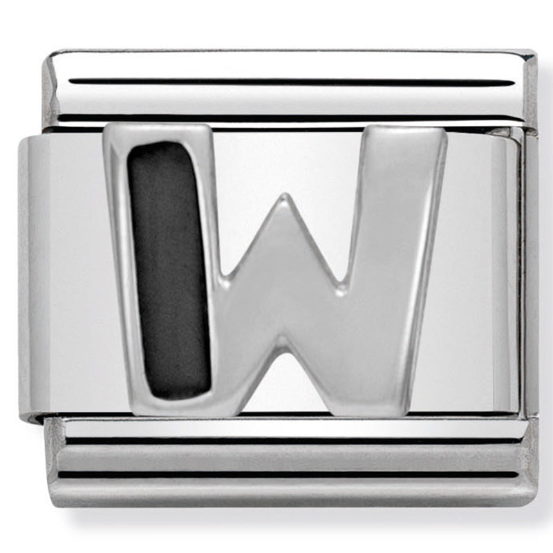 Nom-330201 23 Comp Classic Black Alphabet St/Steel, Enamel & Silver 925