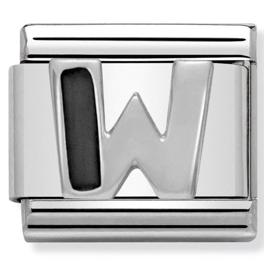Nom-330201 23 Comp Classic Black Alphabet St/Steel, Enamel & Silver 925