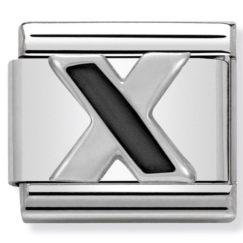 Nom-330201 24 Comp Classic Black Alphabet St/Steel, Enamel & Silver 925 (Letter X)