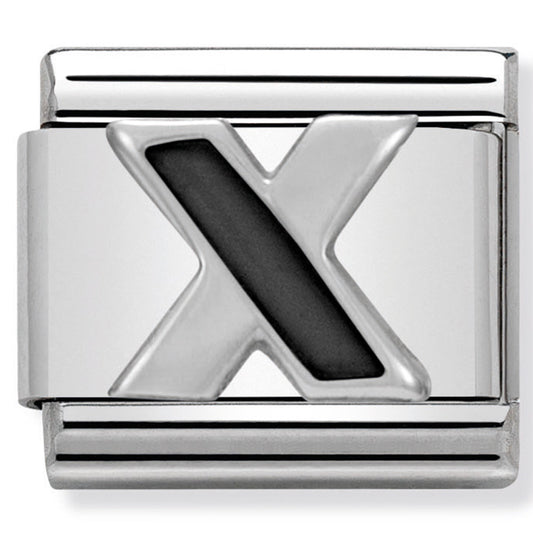 Nom-330201 24 Comp Classic Black Alphabet St/Steel, Enamel & Silver 925 (Letter X)