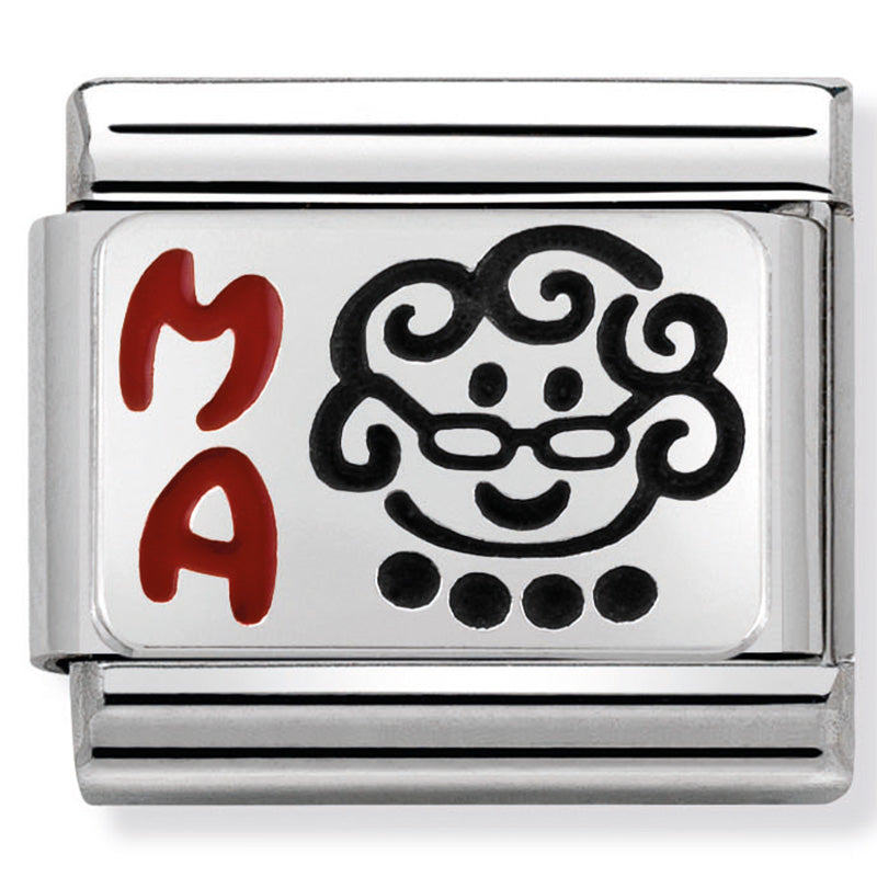 Nom-330208 11 Comp Classic Oxidised Plates St/Steel, Enamel & Silver 925 (Grandma