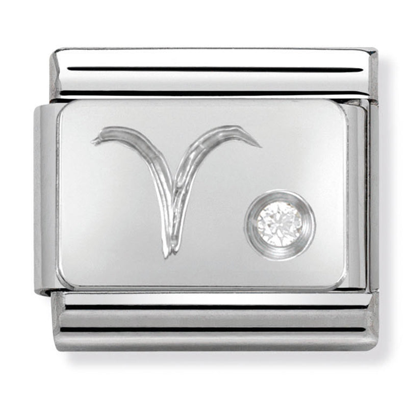 NOM-330302 01 COMP Classic ZODIAC st/steel, CZ & silver 925 (Aries)