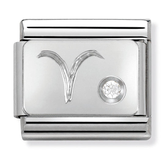 NOM-330302 01 COMP Classic ZODIAC st/steel, CZ & silver 925 (Aries)