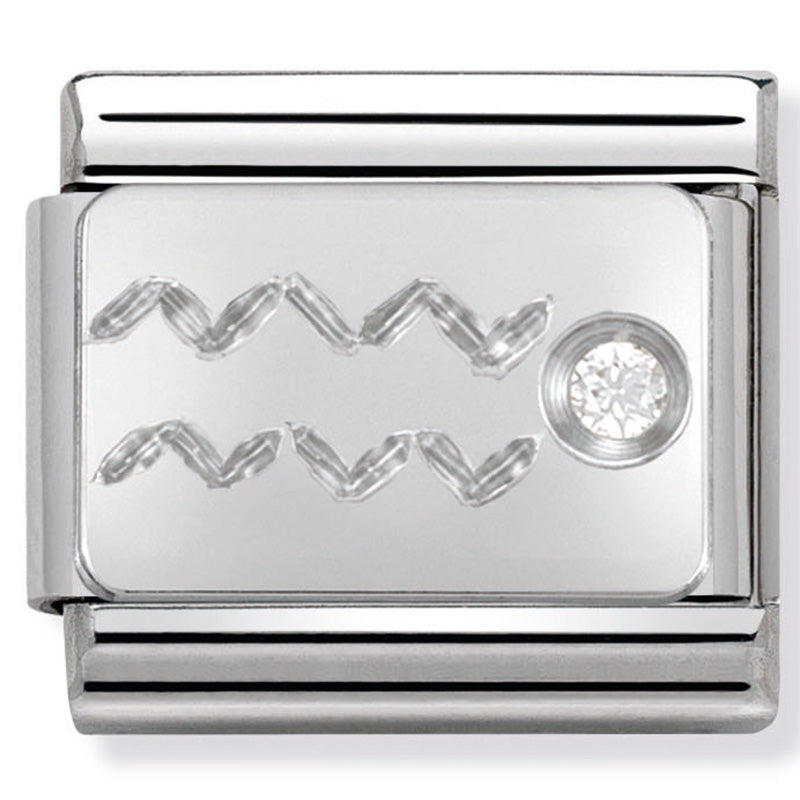 Nom-330302 11 Comp Classic Zodiac St/Steel, Cz & Silver 925 (Aquarius)